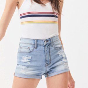 PacSun Power Blue Denim Shortie Shorts